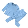 thumbnail image 2 of Jumpingount Ropa interior térmica para niños, cuello elástico, invierno, hogar, exterior, ropa interior para dormir, Tops, ropa inferior, Pijama Azul 120cm, 2 of 6