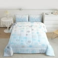 thumbnail image 2 of Homewish Teens Xmas Snowflake Queen Comforter Set, Blue Cartoon Snow Bedding Sets, Merry Christmas Reversible Bedding Comforter Set, Super Cozy Room Decor, 3-Piece, 2 of 8