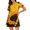 thumbnail image 1 of Fotbe Flower Bush Sunflower Bata de Dormir para Mujer con Estampado, Camisón de Algodón de Manga Corta, Ropa de Dormir Casual, 1 of 6