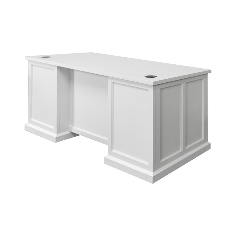 Pemberly Row Modern Wood Executive Desk Office Desk Fully Assembled White