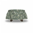 thumbnail image 4 of Garden Ottoman Cover, Pastel Summer Flowers Art, 2 Piece Slipcover Set with Ruffle Skirt for Square Round Cube Footstool Decorative Home Accent, Standard Size, Grey Teal Pale Green, by Ambesonne, 4 of 5