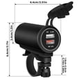 thumbnail image 2 of Motorcycle USB Charger 12-24V Dual Port USB Charger with USB and QC 3.0 Port Fast Charging USB Socket Power Outlet Waterproof Fast Charger Kit for Phone Tablet GPS Camera Blue Light, 2 of 7
