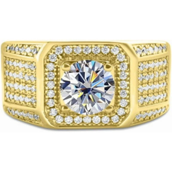 Gold 1CT Moissanite Rings for Men Diamond Wedding Bands 18K 925 Sterling Silver Moissanite Ring Moissanite Engagement Rings Mens Diamond Rings Gold Diamond Promise Ring for Him
