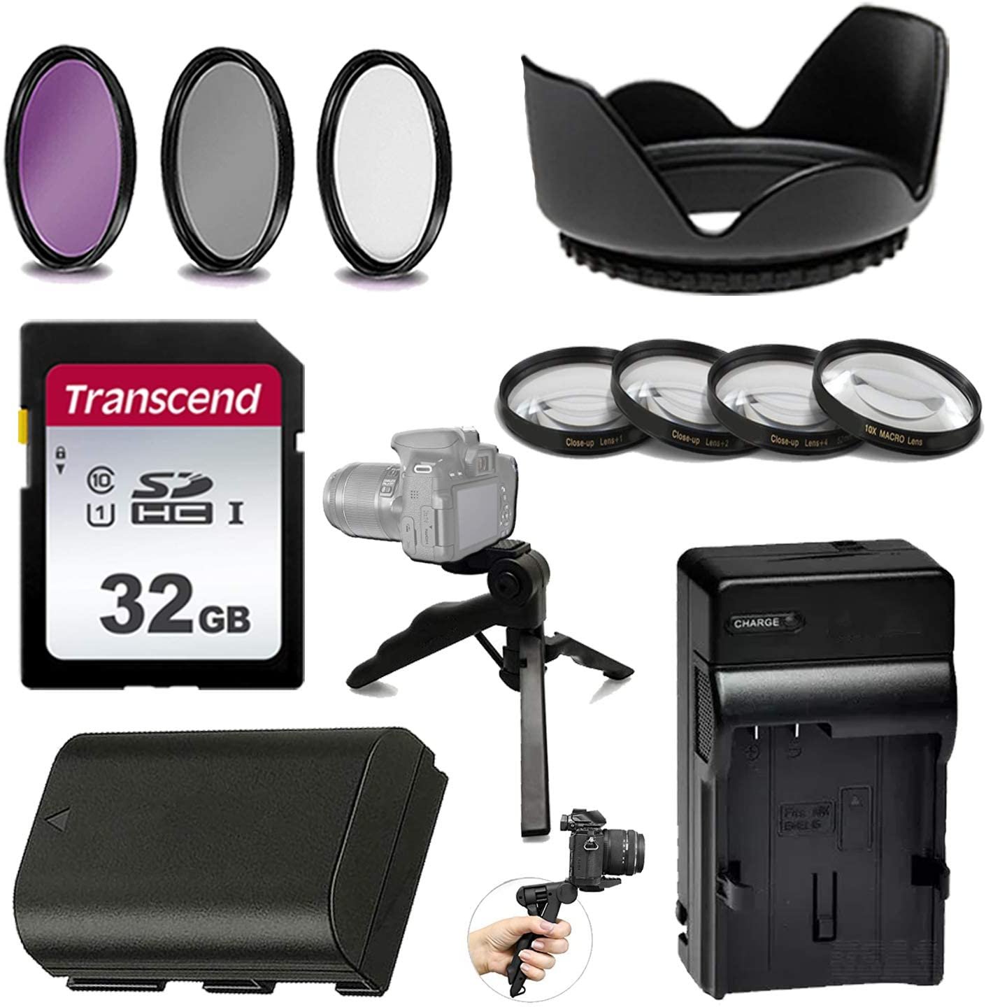 12pc Accessory Kit For Canon Eos 7d Mark Ii 7d 80d 70d 60d W Canon 18 135mm Lens Includes Replacement Lp E6n Battery Charger 67mm 4 Piece Macro Lens Kit Lens Hood And More
