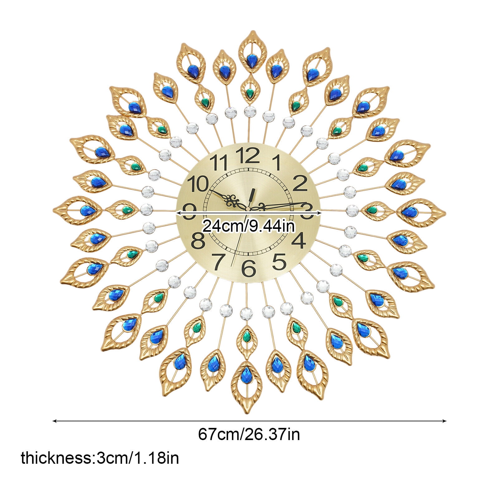 FETCOI Large Luxury Wall Clocks Elegant Design Non-Ticking for Living Room Home Decor