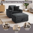 thumbnail image 5 of DREAMISDEA Oversized Accent Chair with Storage Ottoman & Cup Holder, Faux Fur Upholstered Sofa Bed Indoor Chaise Lounge Chair for Living Room, Comfy Large Arm Chair Reading Seat - Dark Gray, 5 of 6