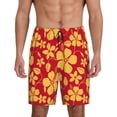 thumbnail image 1 of Balery Red Vintage Flowers Pantalones cortos de pijama de punto de algodón para hombre con cinturilla y bolsillos-3X-Large, 1 of 6
