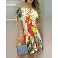 thumbnail image 1 of Femmes Casual Mini Robe d'Été Rayé Épaule Manches Courtes A-Ligne Robe Courte, 1 of 3