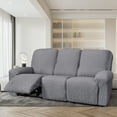 thumbnail image 2 of Stretch Seersucker Recliner Sofa Cover 8-Pieces Country style Reclining Couch Slipcover Simple Home Furniture Protector, 3 Seater/Grey, 2 of 7