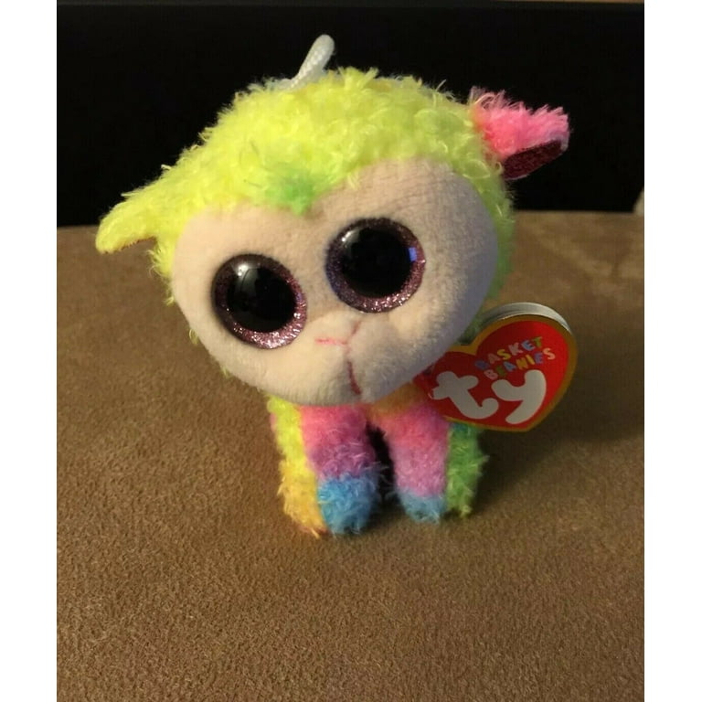 TY Basket Beanie Baby DAFFODIL the Rainbow Lamb 3 inch