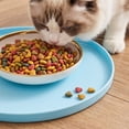 thumbnail image 4 of Round Silicone Pet Food Mat - Waterproof Dog & Cat Feeding Mat with High Lip to Prevent Spills & Protect Floors (Blue, 7''Dia), 4 of 6