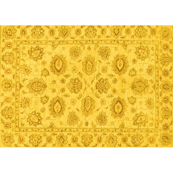 Ahgly Company Machine Washable Indoor Rectangle Abstract Yellow Modern Area Rugs, 2' x 4'