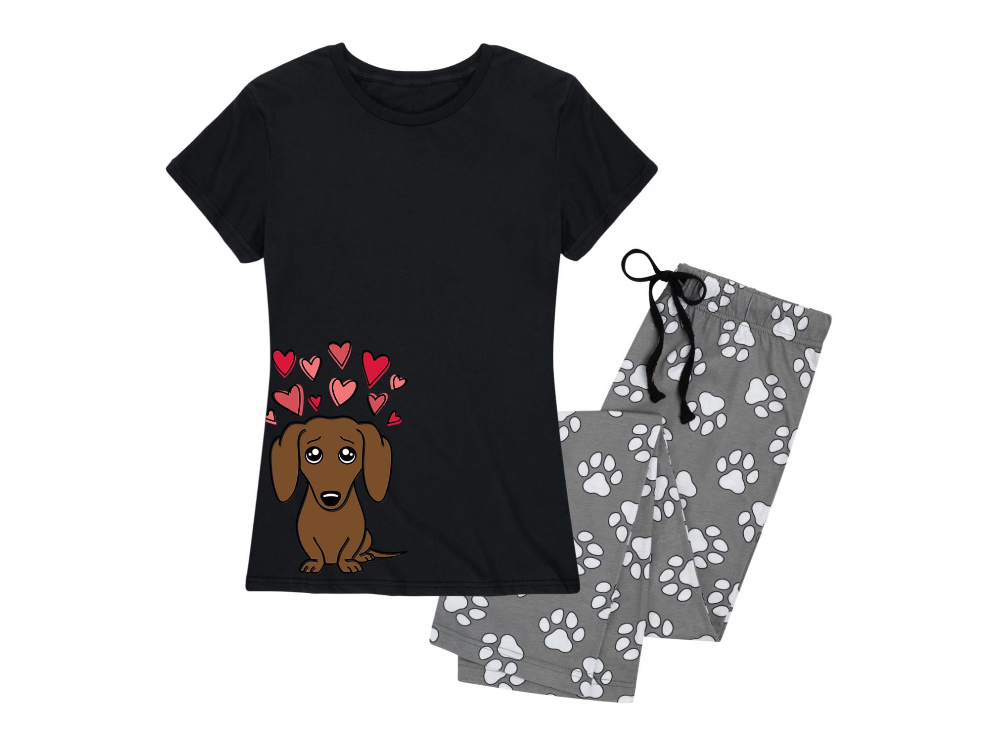 Nap Chat - Dachshund Hearts - Women’s Pajama Set - Walmart.com