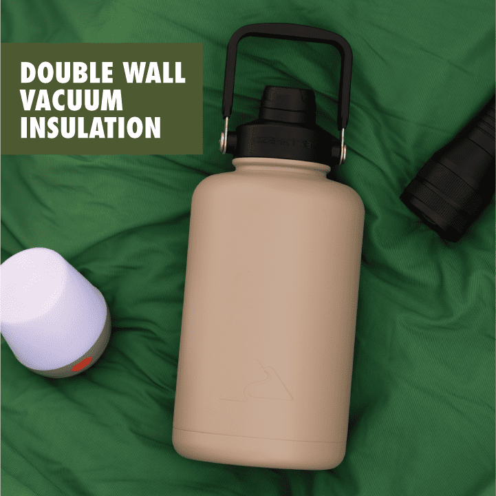Ozark Trail 64 oz Stainless Steel Insulated Jug with Handle, Tan