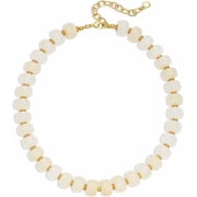 Beaded Necklace for Women Boho Resin Chunky Necklace for Women Minimalistic Modern Statement Necklace Big Bead Necklace Fashion Trendy Summer Necklaces Jewelry Gifts（White-Beaded）