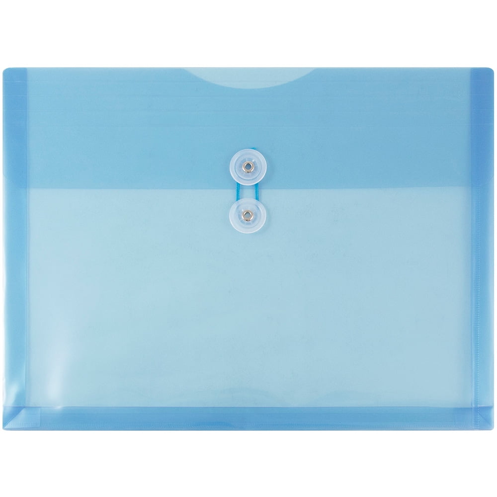 Button String 12/Pack Legal Open End 9.8x14.5 JAM Plastic Envelopes Clear 