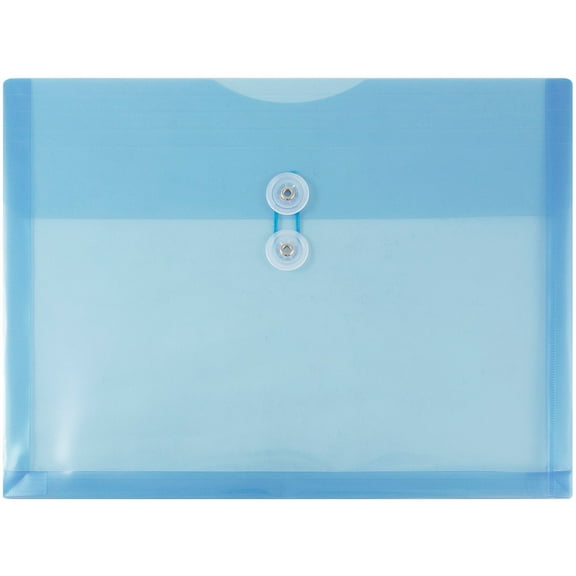 JAM Plastic Envelopes, 9.8x13, 12/Pack, Blue, Button String, Letter Booklet