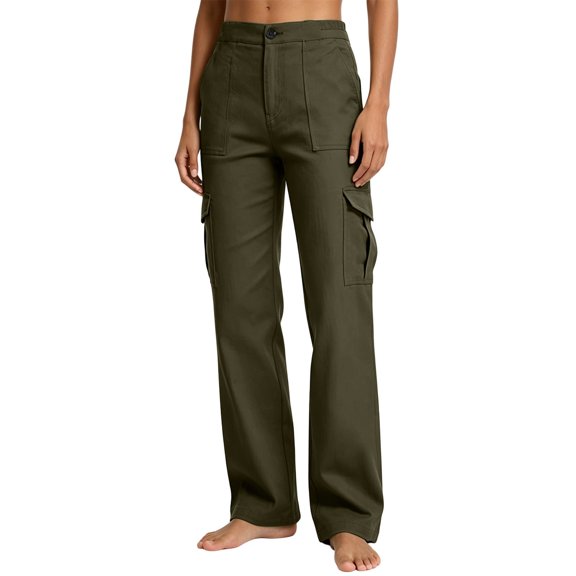 Aimik Womens Cargo Casual Pants Multi-Pocket Straight Leg Pants Loose Durable Utility Design Outdoor Hiking Daily Workwear Pants