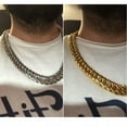 thumbnail image 4 of Women Men Gold Plated Stainless Steel Curb Cuban Link Chain Necklace 20mm, 4 of 9