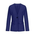 thumbnail image 4 of tklpehg Casual Blazer for Women Coats Bussiness Casual Blazers Slim Fitting Button Jacket cardigan Leisure Fall Coat Long Sleeve Overcoat Solid Color Outwear Blue XXL, 4 of 6