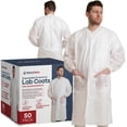 thumbnail image 2 of Medical Nation 50 Disposable Lab Coats - White Lab Coat with Pockets, Knee Length, Lab Coat Women and Men | Perfect For Use in Hospitals, Pharmacies, Labs, Clinics, Painting, at Home | Extra Small, 2 of 9