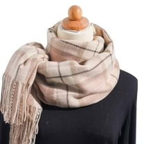 Clearance! Baberdicy Women's Autumn and Winter Colorful Plaid Shawl Thickening Warm Fringe Scarf Scarf Pink