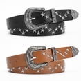 thumbnail image 6 of Y2k Punk Star Rivet Belt Fashion Jeans Belts with Buckle Western Cowgirl Waist Belt Men's and Women's PU Leather Waistband, 6 of 9