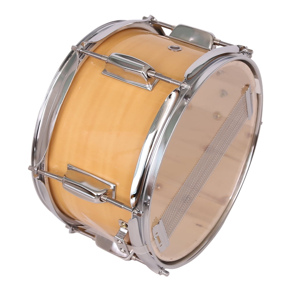 Snare Drum 10" x 6" Kid Drums Acoustic Single Drum 6 Lugs with Drumsticks Drum Key Strap, Wood