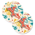 thumbnail image 1 of Carolines Treasures CJ2001-YCARC Lettre Y Rétro Sarcelle Orange Instruments de Musique Initial Ensemble de 2 Tasse Titulaire Voiture Coaster, 1 of 1