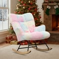 thumbnail image 2 of Nursery Rocking Chair, Upholstered Glider Rocker with High Backrest, Comfortable Stylish Accent Armchair with Padded Seat for Living Rooms, Bedrooms, Offices, 2 of 7