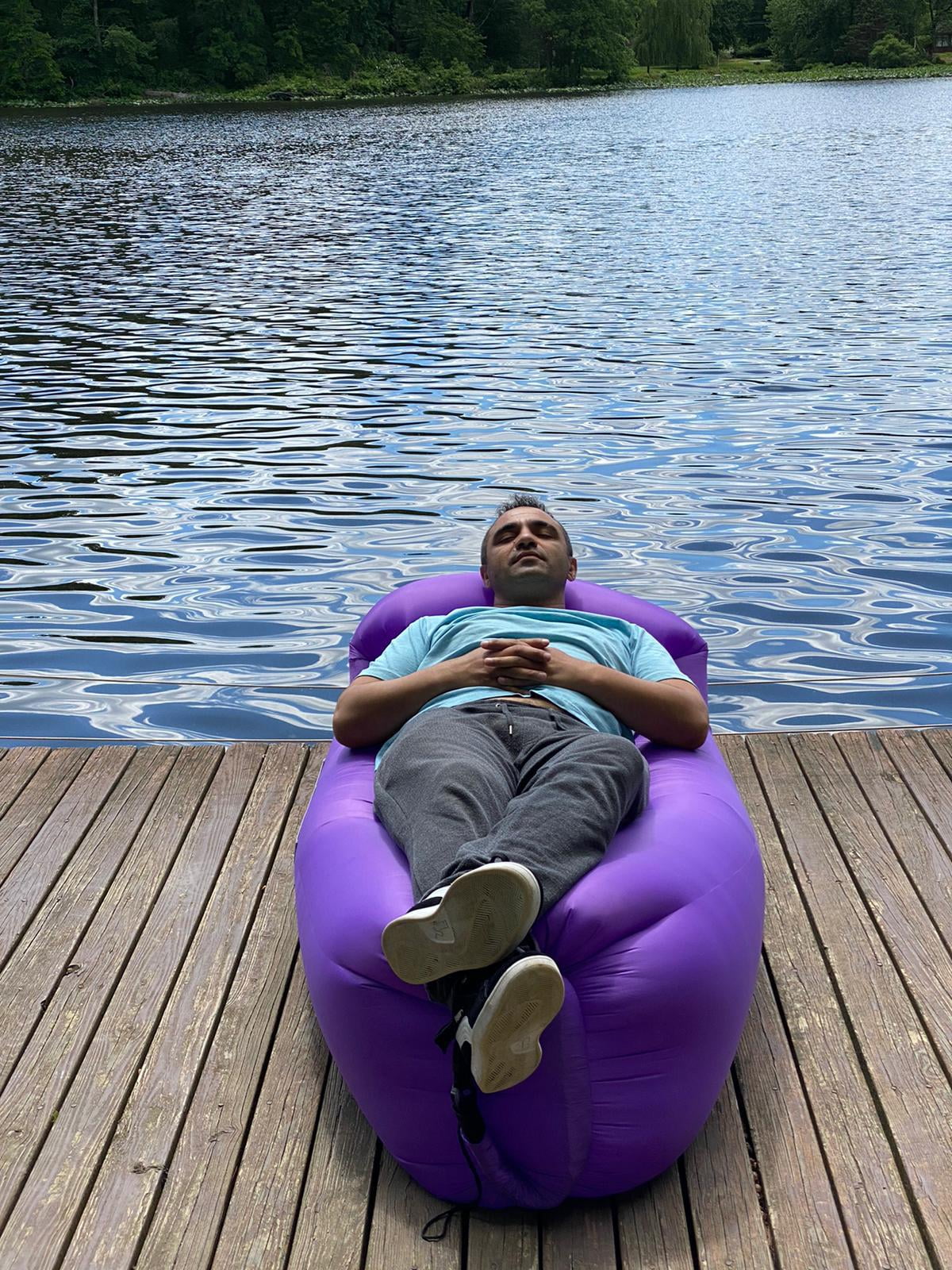 Air Chair Self Inflatable Without Pump Beach Park Pool Camping Fishing Any Outdoor Activities Balloon Design Walmart