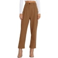 thumbnail image 1 of Solid Color High Waist Women Straight Ankle Pants Women Work Trousers, 1 of 5