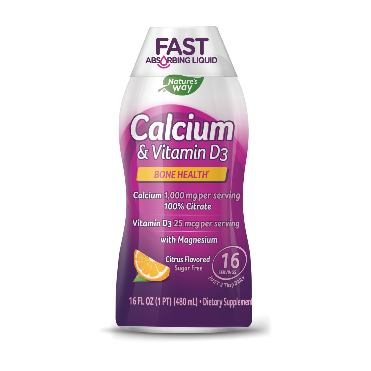 Korting beroerte hetzelfde Nature's Way Calcium & Vitamin D3 Supplement, 16 Ounces (480 mL), Natural  Citrus Flavor - Walmart.com