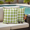 thumbnail image 4 of Green Plaid Outdoor Waterproof Pillow Covers, Gradient Geometric Buffalo White Checkered Decorative Square Throw Pillowcase Sofa Cushion Sham for Patio/Couch/Chair, 18"x18" 2 Pack, 4 of 8