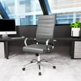 thumbnail image 4 of LeisureMod Benmar High-Back Mid-Century Modern Swivel Leather Office Chair in Grey – Ergonomic Executive Desk Chair with Adjustable Height, Tilt, and 360-Degree Swivel for Home and Office Comfort, 4 of 8