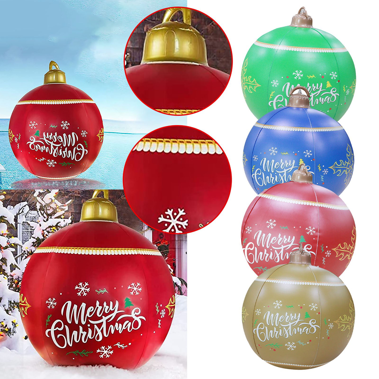 Light Up PVC Inflatable Christmas Ball with Large Weight Stand ...