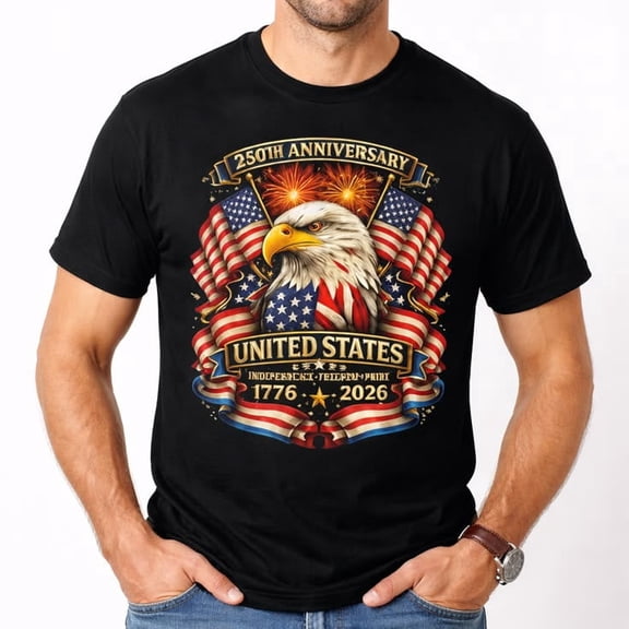 USA Independence 250th Anniversary 1776 2026 Patriotic Eagle Graphic Tee