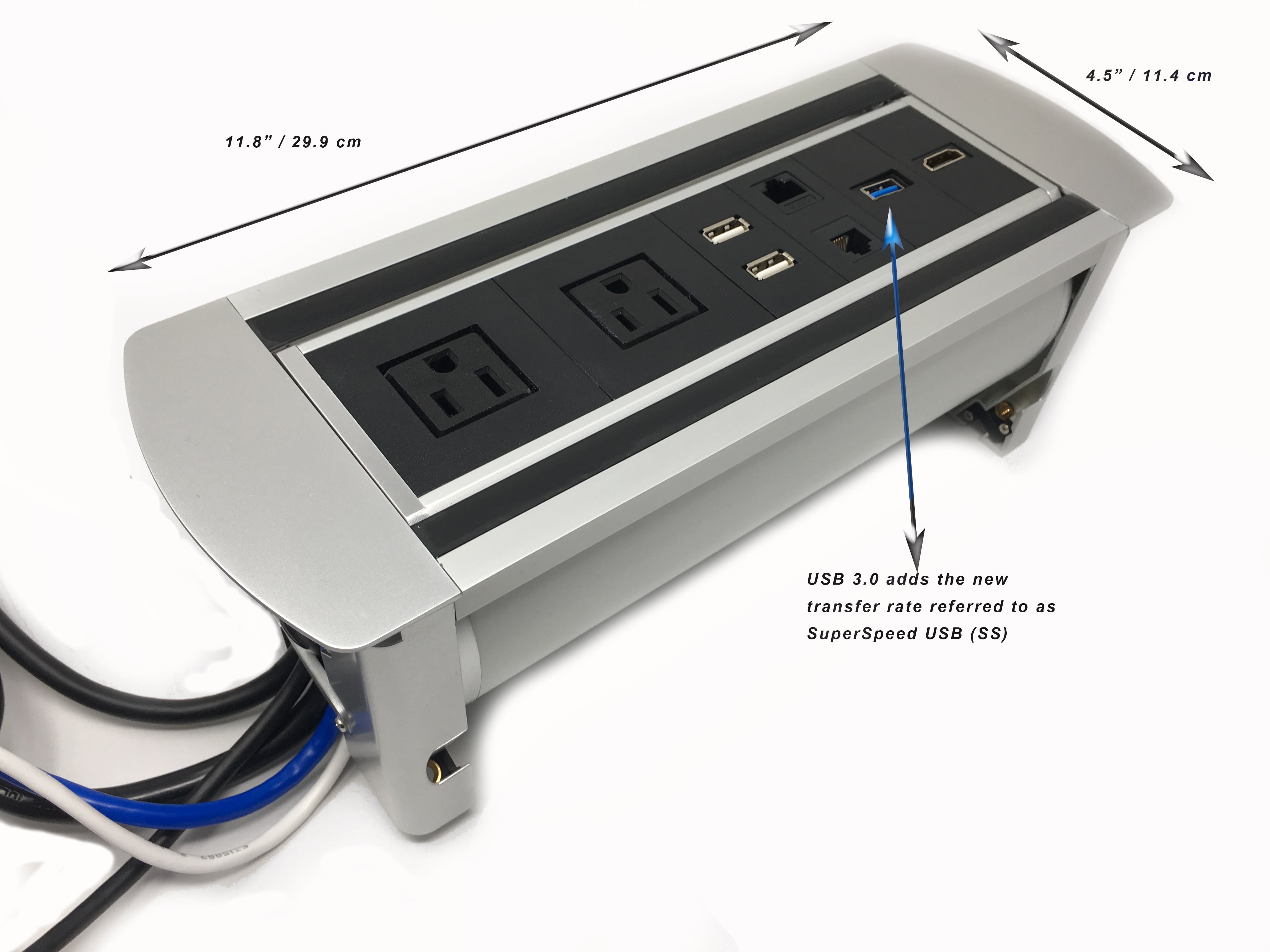 Impecgear Power Plug InDesk Power Center Table Top Grommet Furniture Power Data Center Charging