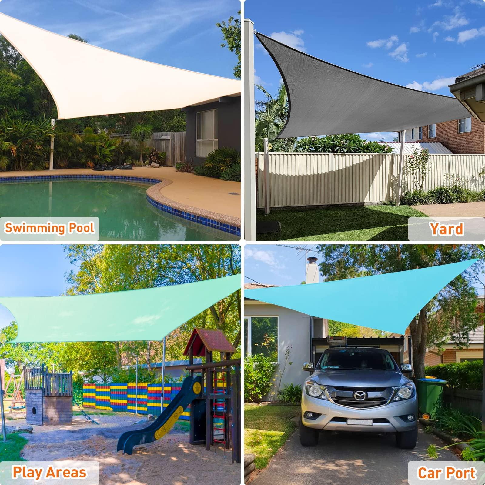 8'X12' HDPE Sunshade Sail, Dark Grey