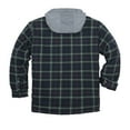 thumbnail image 2 of COEVALS CLUB Men's Flannel Hooded Jacket Shacket Sherpa Quilted Lined Casual Button up Snap Premium Jacket Shirts 11 Dark Green Black Medium, 2 of 8