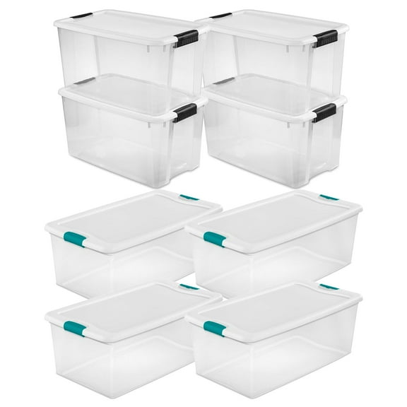 Sterilite 106 Qt Latching Storage Tote, 4 Pk and 70 Qt Storage Tote, 4 Pk