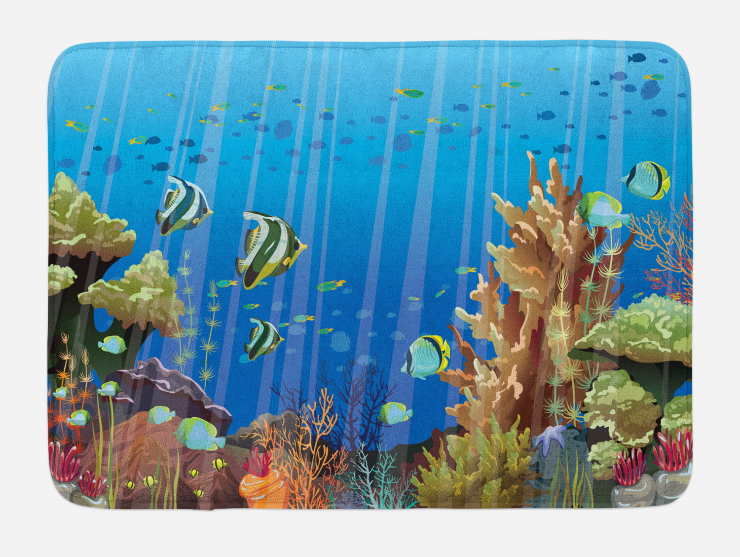 24x16“Non-Slip Bathroom Carpet--Undersea Dolphin Fish Coral Bath Mat Rug 2116 