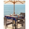 thumbnail image 3 of Outdoor Tablecloth with Umbrella Hole for Patio/Picnic/Party/Camping, 4th of July Floral Waterproof Table Cloth Square Cover Washable, USA Star Vintage Roses American Star Patriotic (60"x 60"), 3 of 8