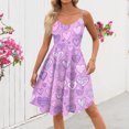 thumbnail image 4 of Women Valentines Day A Line Dress with Adjustable Spaghetti Straps Vintage Inspired Fit and Flare Summer Sundress Purple Pink 2XL, 4 of 4