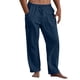 thumbnail image 5 of Ceisia Men's Solid Color Cotton Linen Casual Pants Loose Straight Leg Drawstring Trousers for Summer Navy XL Gifts, 5 of 9