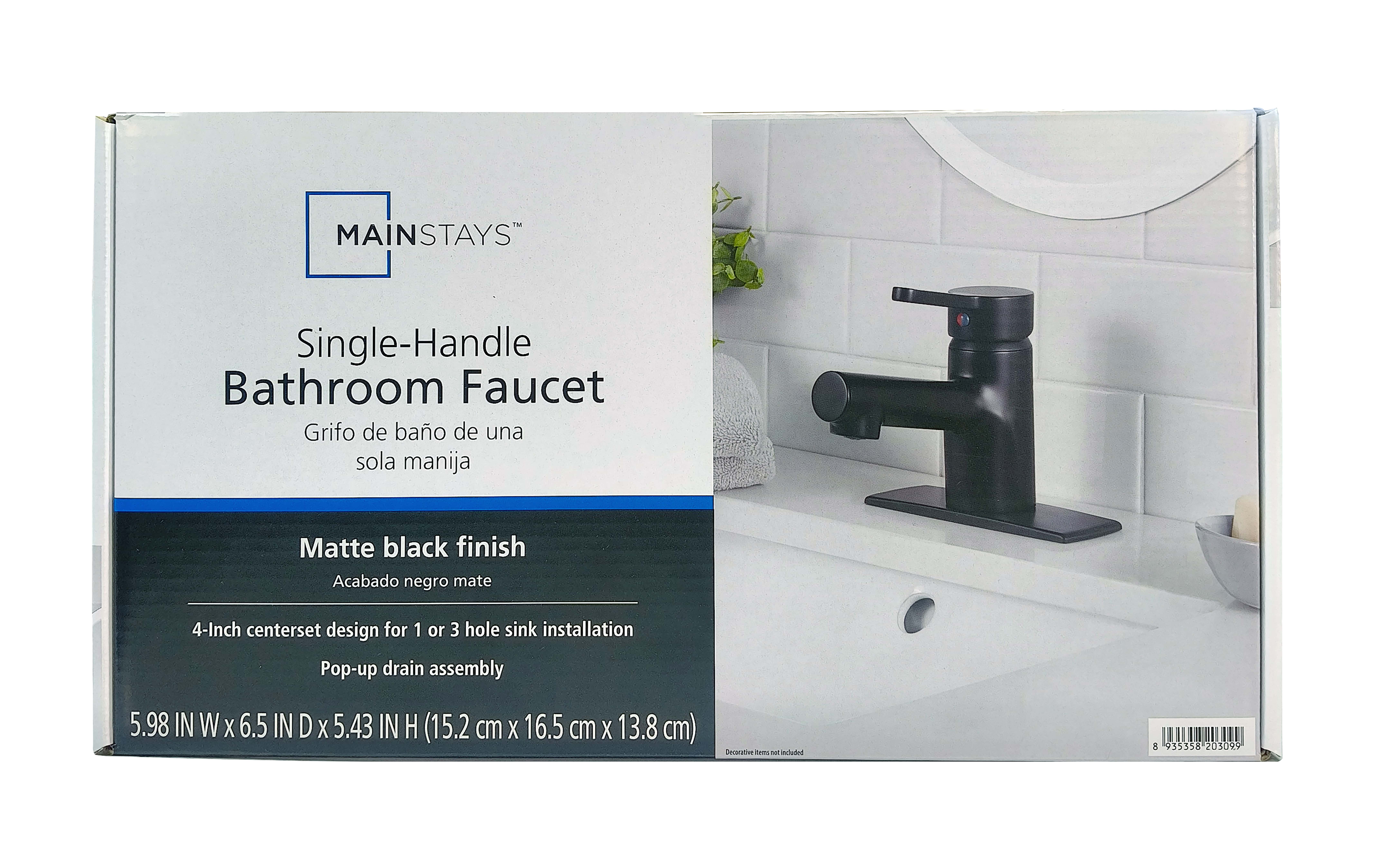 Mainstays Single Handle Bathroom Faucet in Black photo 6