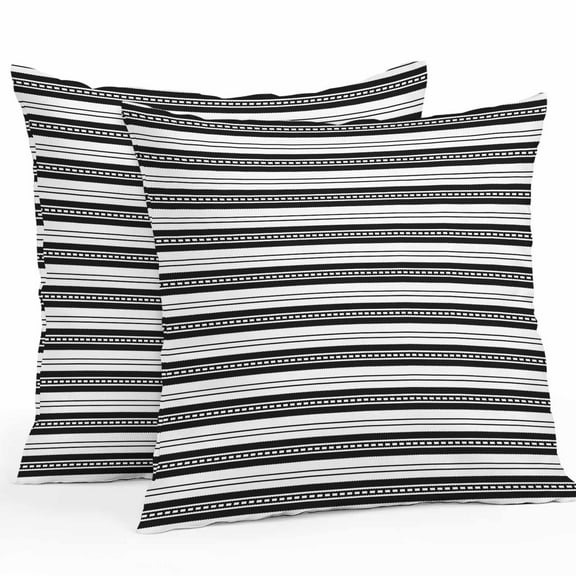 Outdoor Waterproof Pillow Covers Pack of 2, Abstract Stripe Classic Black Point Lines Decorative Throw Pillowcases Cushion Covers for Garden Patio Tent Sofa Couch, 18x18 inch
