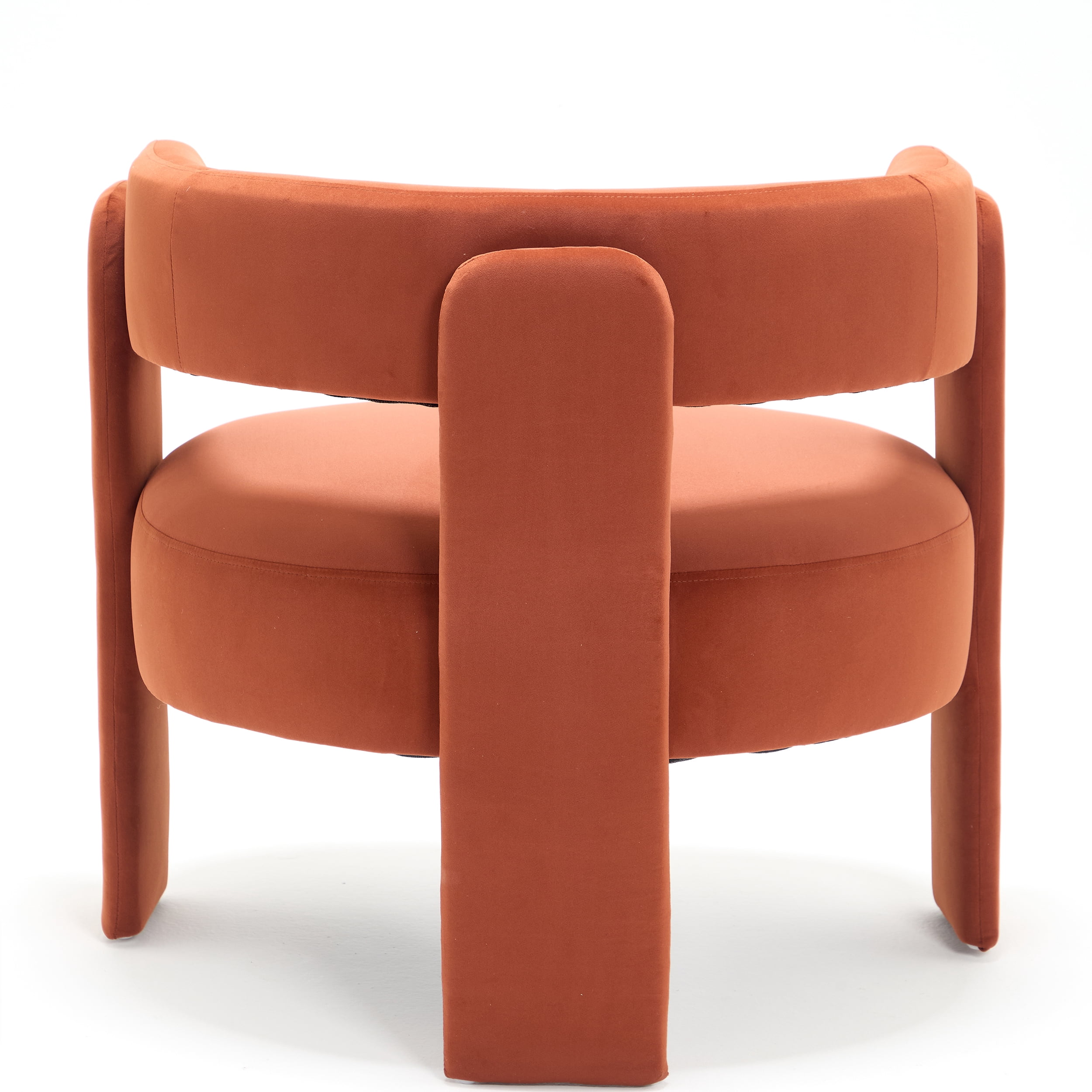 Aukfa Modern Velvet Barrel Accent Chair with 8.66" Thick Seat Cushion, Upholstered Armchair with 300 lb Weight Capacity for Living Room,Orange