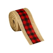 Choosebetter Black and White Buffalo Plaid Wired Edge Ribbons, Christmas Burlap Fabric Craft Ribbon Natural Wrapping Ribbon Rolls for Christmas Crafts Wrapping DIY