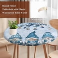 thumbnail image 4 of Christmas Gnomes Round Tablecloth, Fitted Table Cover with Elastic for 55"-60" Round Tables, Winter Xmas Balls Snowflake Light Blue Table Cloth Outdoor Indoor Dinning Party Waterproof Tablecloths, 4 of 7